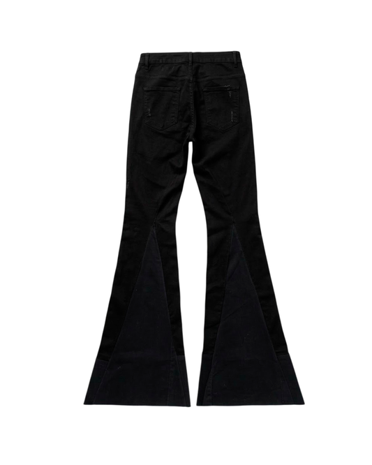 FLARED DENIM REWORKED - BLACK