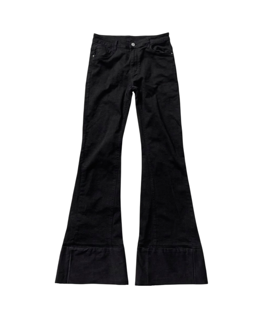 FLARED DENIM REWORKED - BLACK